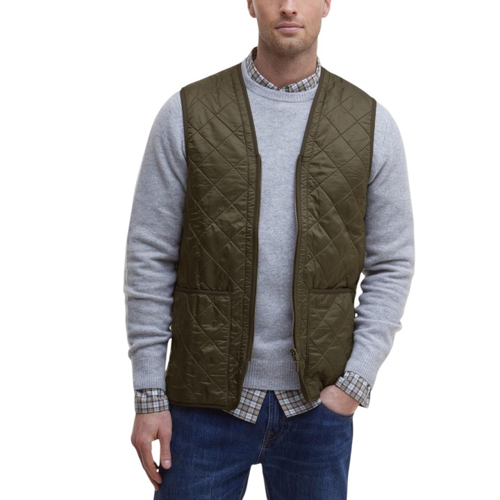 Barbour chaleco acolchado de hombre verde oliva Polarquilt MLI0002 vista frontal