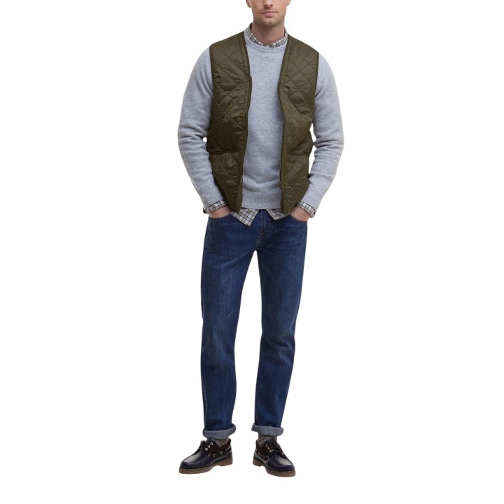 Barbour chaleco acolchado de hombre verde oliva Polarquilt MLI0002 vista frontal