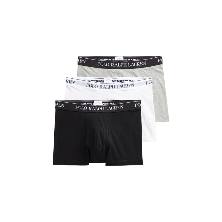 Pack de 3 bóxers Ralph Lauren para hombre en negro blanco y gris vista frontal