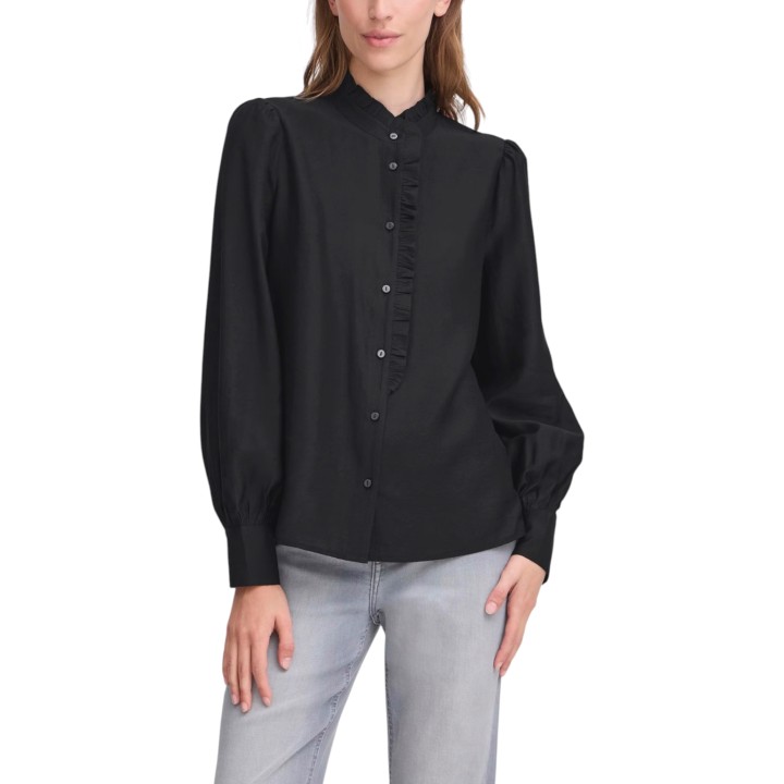 Camisa de mujer negra Ichi IHKARLANI SH 20121887 vista frontal