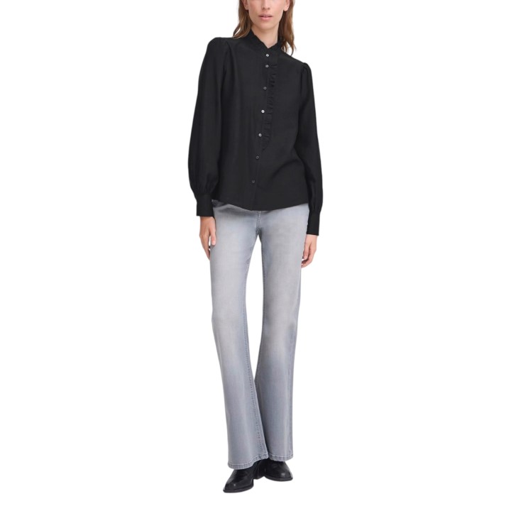 Camisa de mujer negra Ichi IHKARLANI SH 20121887 vista frontal completa