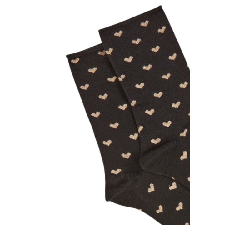 Morgan De Toi calcetines de mujer negros y dorados con corazones detalle frontal