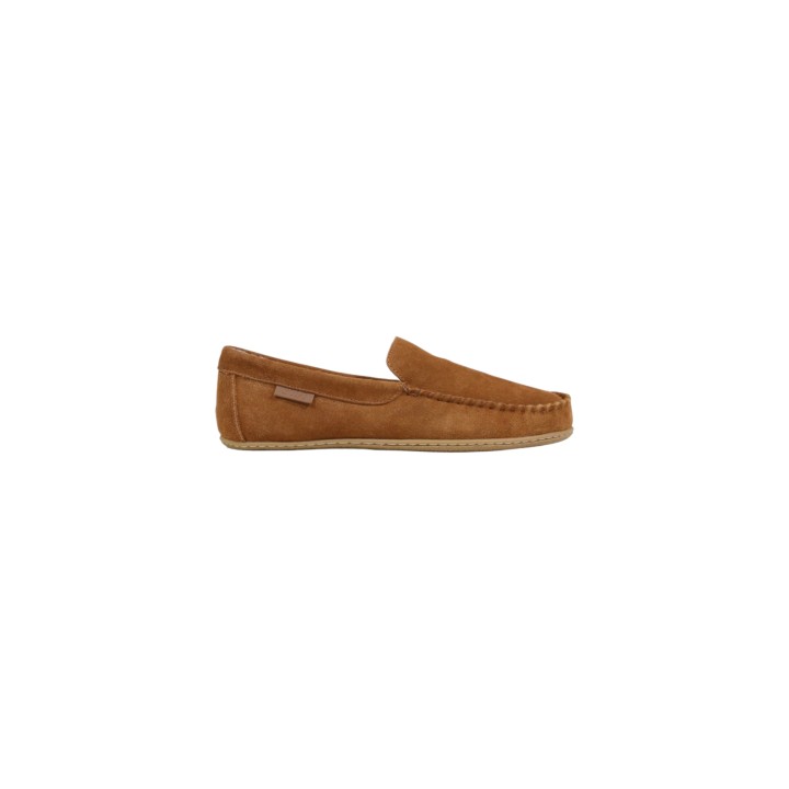 Ralph Lauren zapatilla de casa para hombre Collins RF103842 en cuero color cuero vista lateral