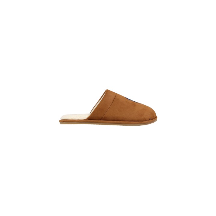 Ralph Lauren zapatilla de casa de hombre Klarence Big de cuero color tan vista lateral