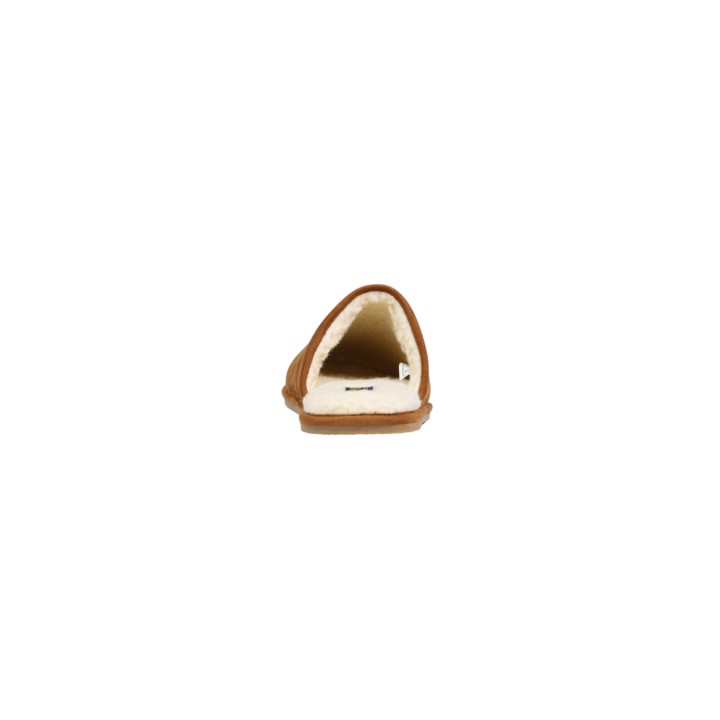 Ralph Lauren zapatilla de casa de hombre Klarence Big de cuero color tan vista frontal