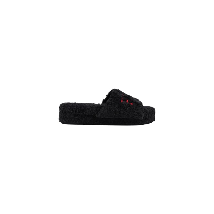 Ralph Lauren zapatillas de casa para mujer negras Robin Platform vista lateral