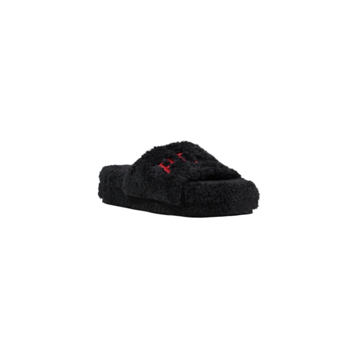 Ralph Lauren zapatillas de casa para mujer negras Robin Platform vista tres cuartos