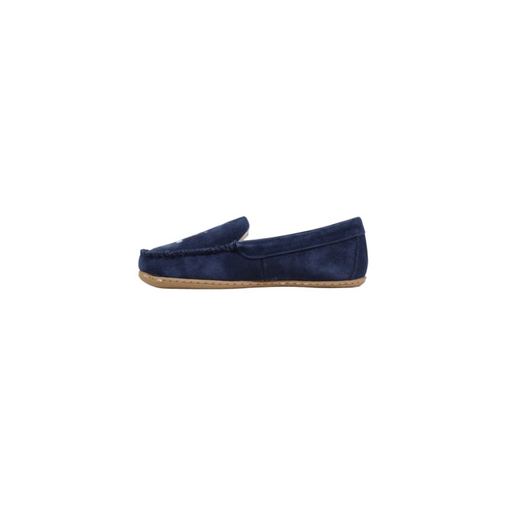 Ralph Lauren Collins Bear RF103885 zapatilla de casa de mujer azul vista lateral