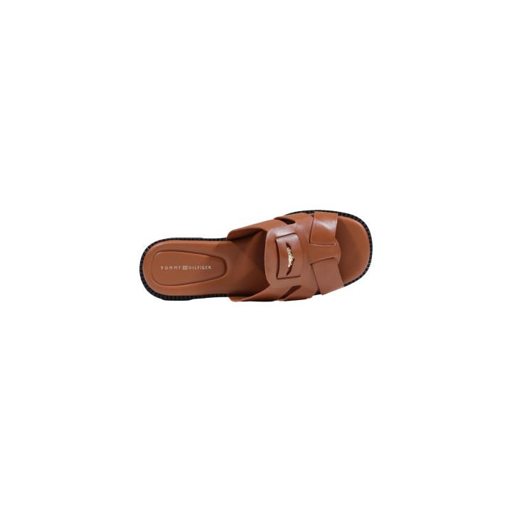 Sandalias de mujer Tommy Hilfiger FW0FW09126 en cuero color cuero vista superior