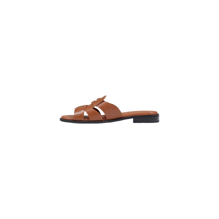 Sandalias de mujer Tommy Hilfiger FW0FW09126 en cuero color cuero vista lateral