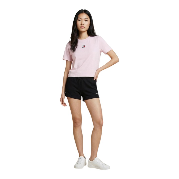 Tommy Hilfiger Jeans pantalón corto de mujer negro vista frontal de tres cuartos