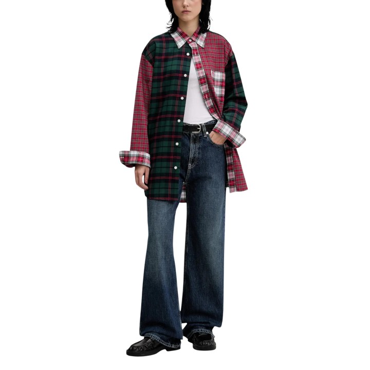 Camisa de cuadros roja Tommy Hilfiger Jeans para mujer vista frontal completa