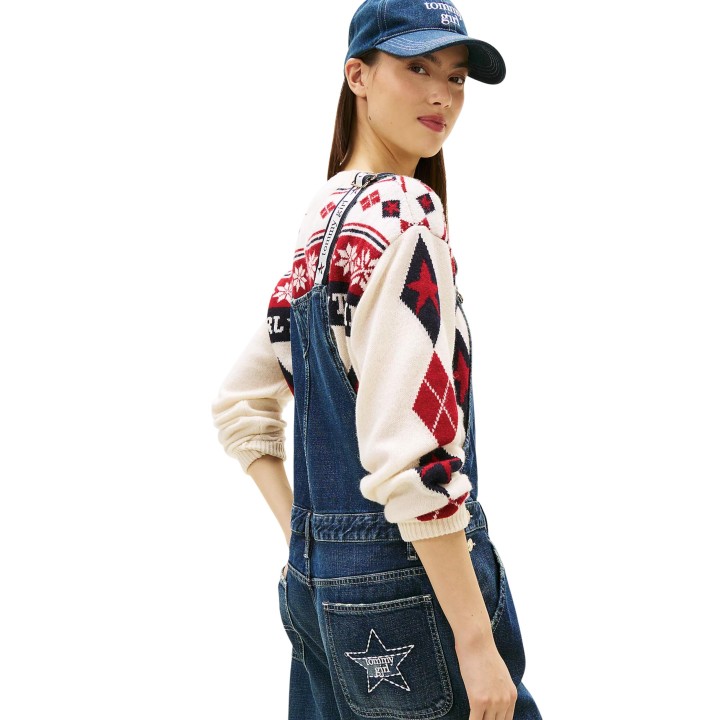 Peto de mujer Tommy Hilfiger Jeans en denim azul vista posterior de tres cuartos