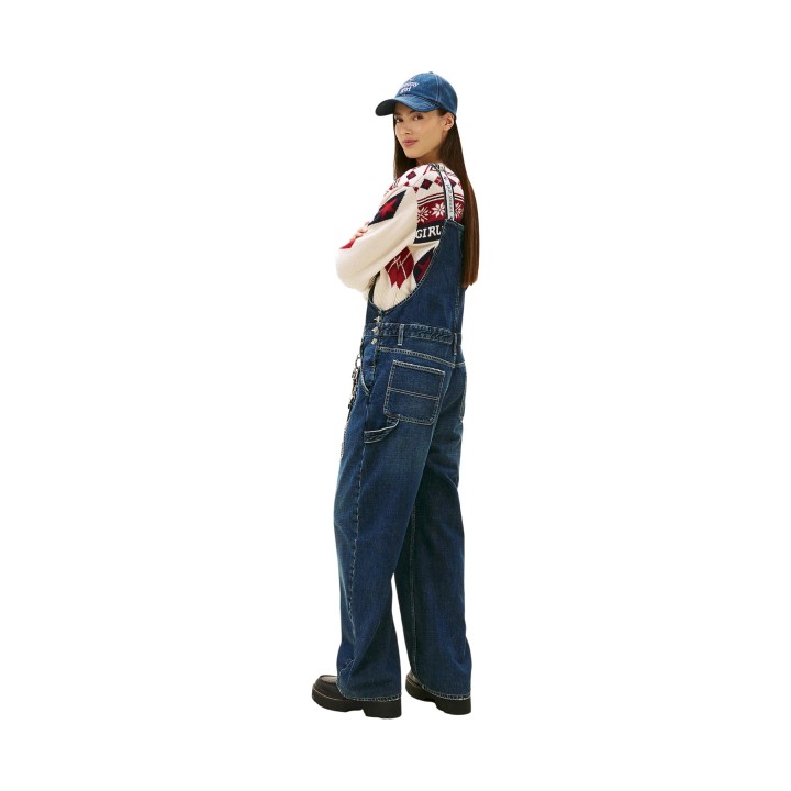 Peto de mujer Tommy Hilfiger Jeans en denim azul vista posterior de tres cuartos