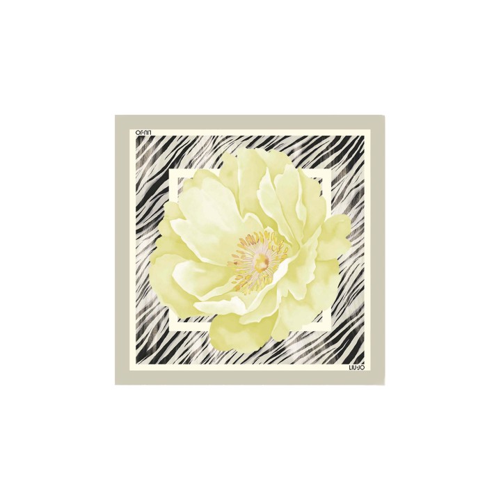 Pashmina de mujer Liu-Jo gris perla con flores y estampado animal print vista frontal