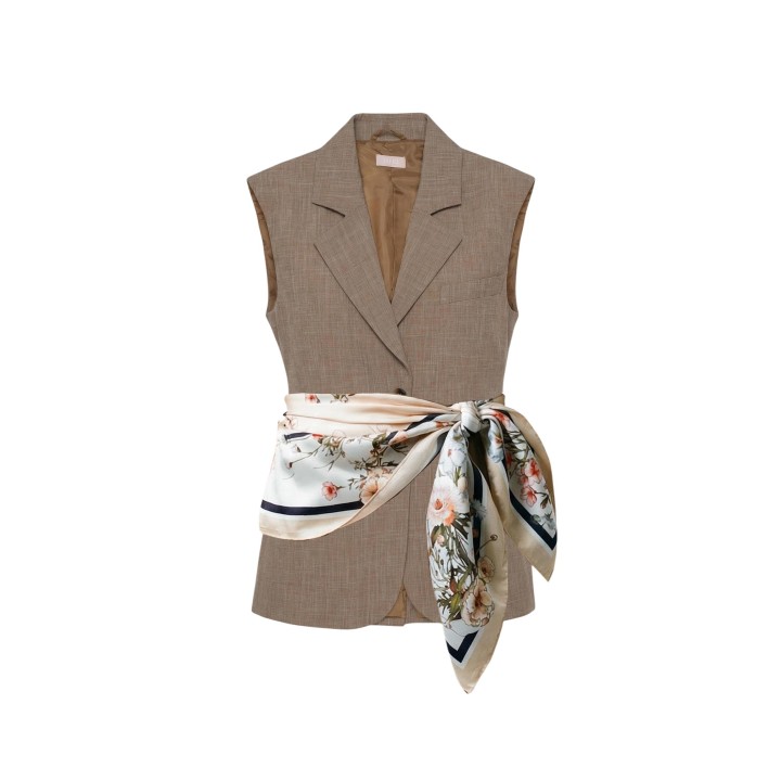 Liu-Jo chaleco de mujer beige claro TS. NAVETTA WA6165 T332A vista de detalle frontal