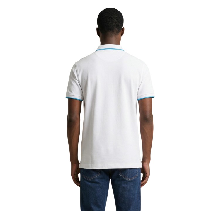 U.S. Polo Assn. polo de hombre blanco de manga corta vista posterior