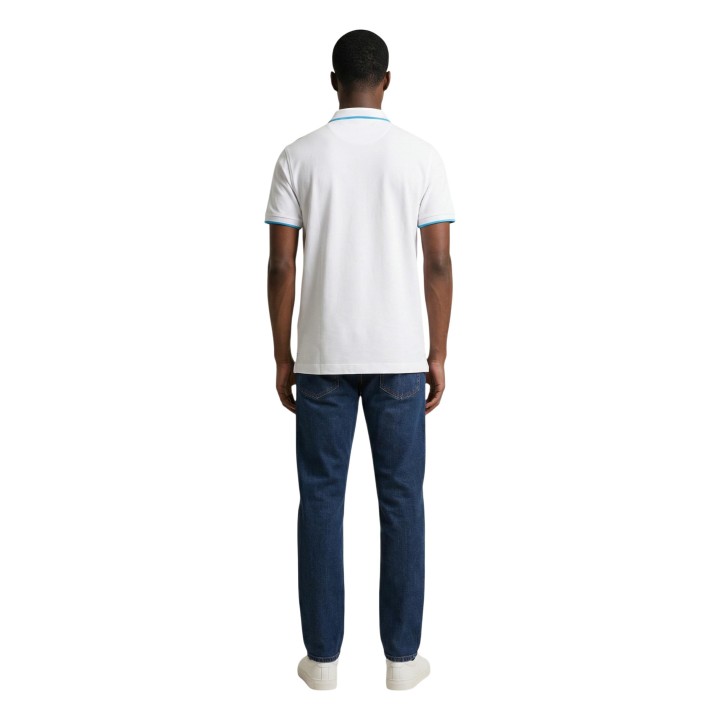 U.S. Polo Assn. polo de hombre blanco de manga corta vista posterior completa