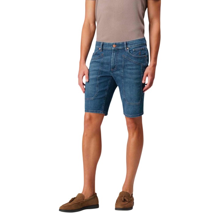 Jeckerson pantalón corto de hombre en denim azul vista frontal