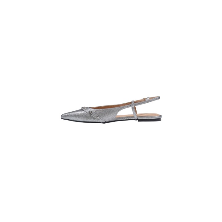 Guess zapatos de tacón de mujer grises con acabado brillante vista lateral