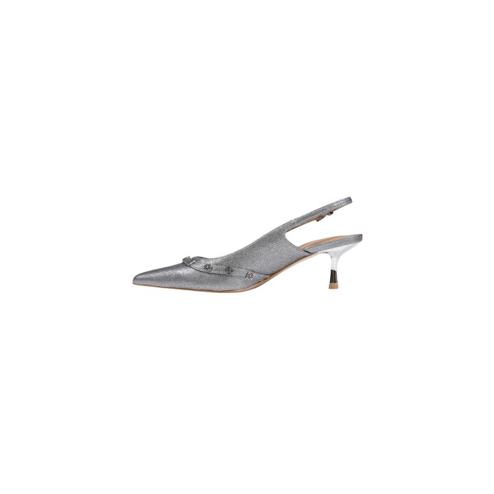 Guess Yanai2 zapatos de tacón para mujer plateados vista lateral