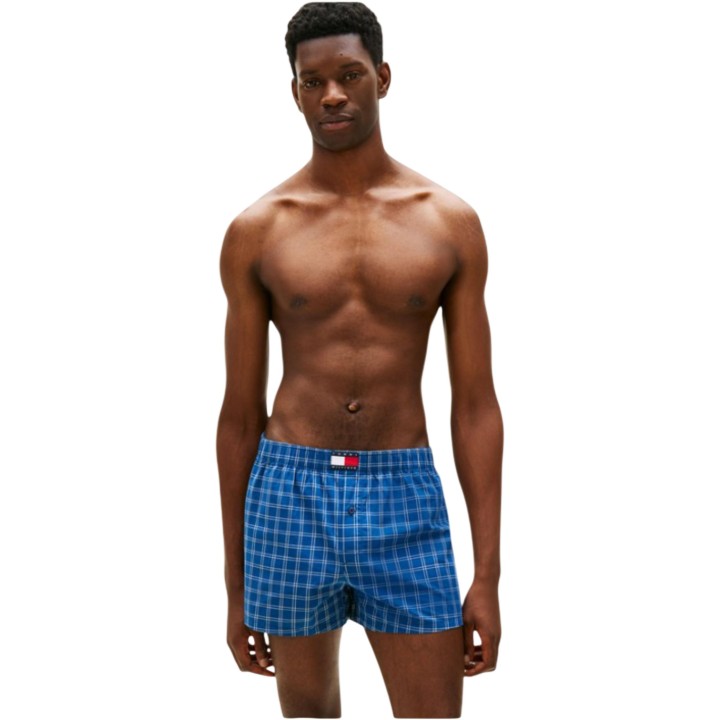 Tommy Hilfiger bóxer de hombre tejido azul de cuadros vista frontal