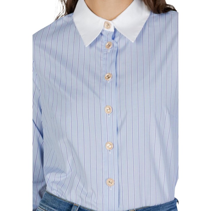 Morgan De Toi camisa de mujer 251-CKARA azul cielo a rayas detalle del cuello y botones