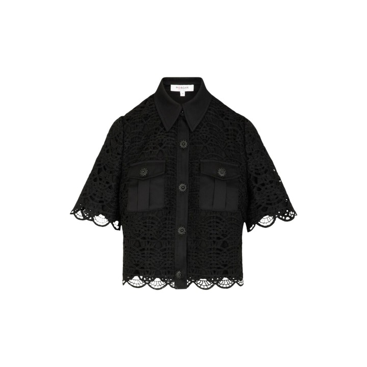Morgan De Toi camisa de mujer negra de encaje vista frontal