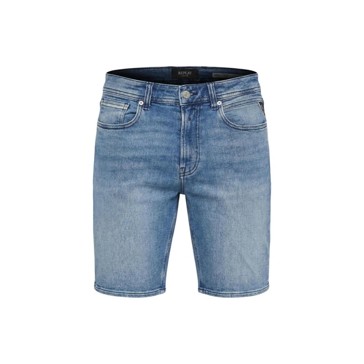 Replay pantalón corto de hombre azul claro vaquero detalle frontal