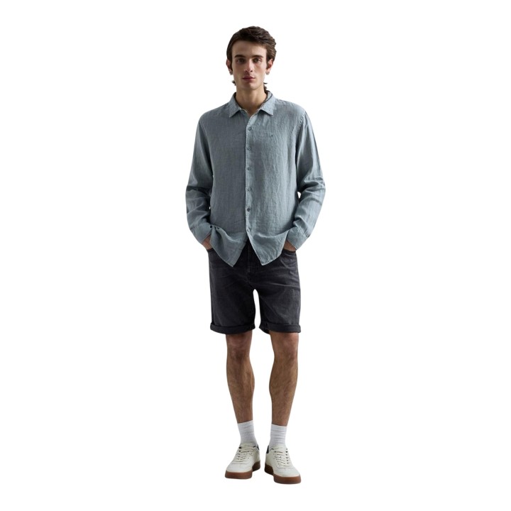 Replay pantalón corto de hombre gris oscuro de denim vista tres cuartos