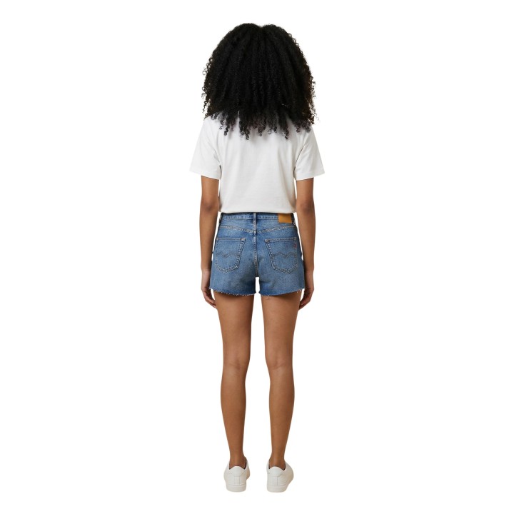 Replay pantalón corto vaquero de mujer azul vista posterior