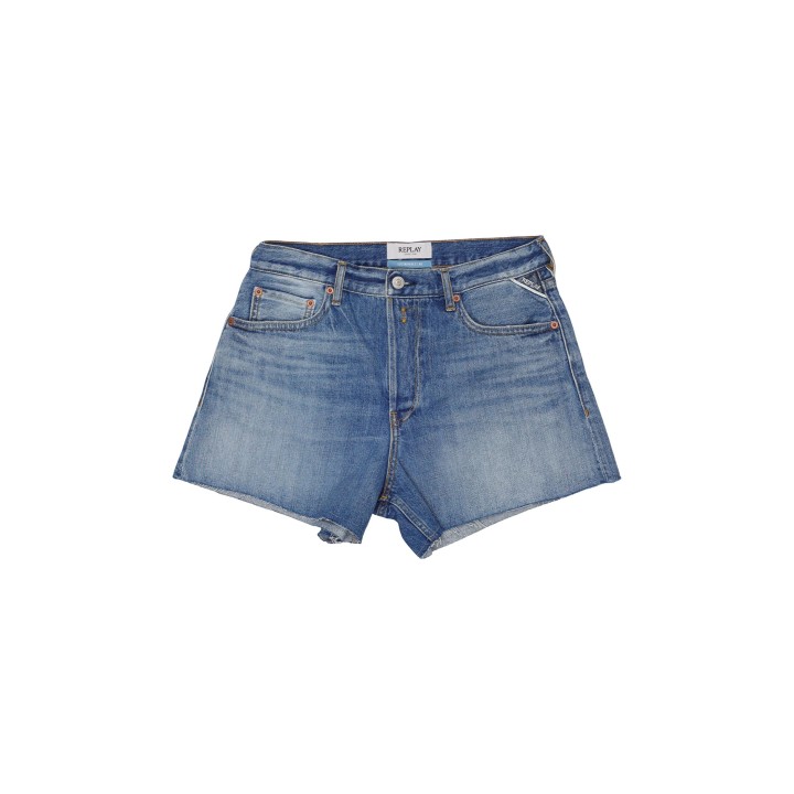 Replay pantalón corto vaquero de mujer azul detalle frontal