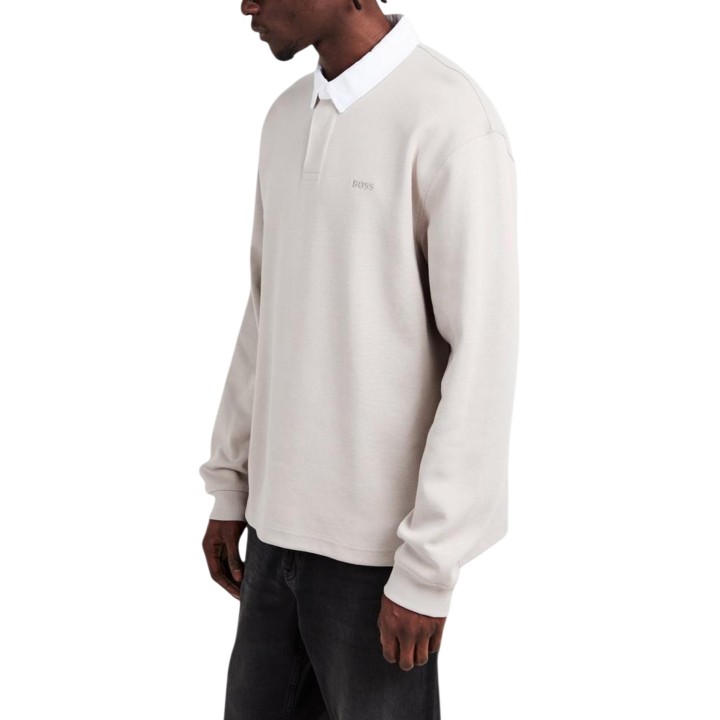 Boss polo de hombre gris Pe_Exis 10277163 vista de tres cuartos