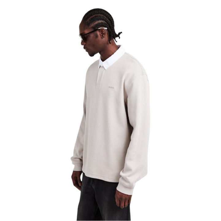 Boss polo de hombre gris Pe_Exis 10277163 vista de tres cuartos