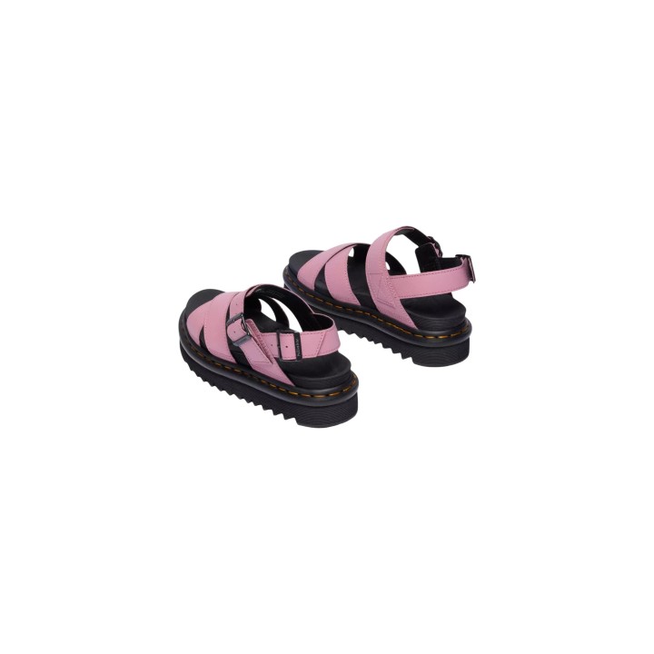 Dr. Martens Voss II sandalias de mujer rosa antiguo vista posterior de tres cuartos