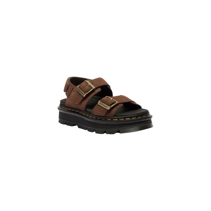 Dr. Martens Zebzag sandalia de mujer marrón de nubuck vista tres cuartos
