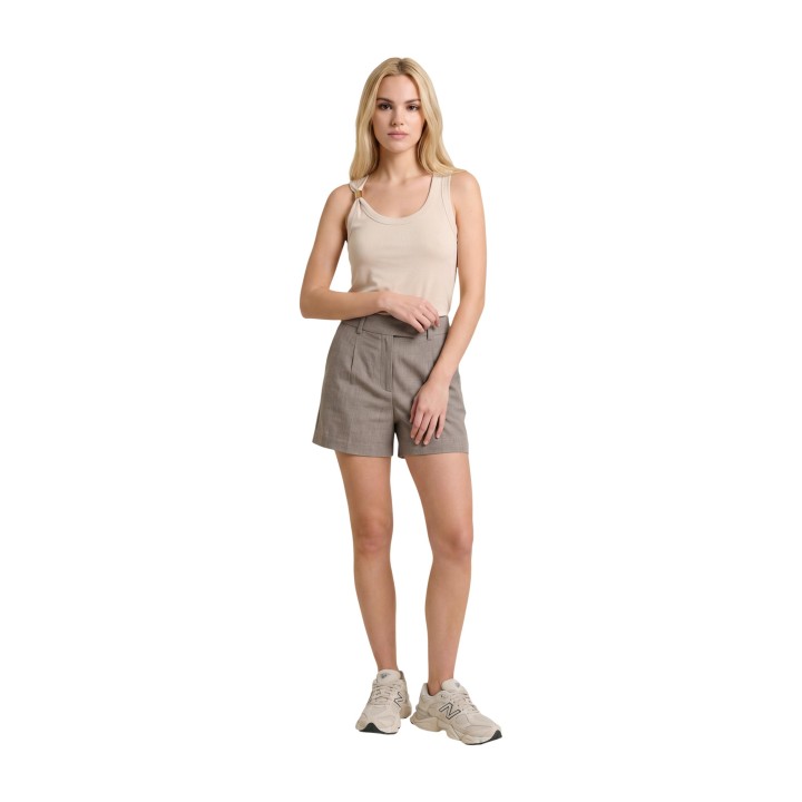 Only pantalón corto de mujer taupe Onllinda 15283727 vista tres cuartos