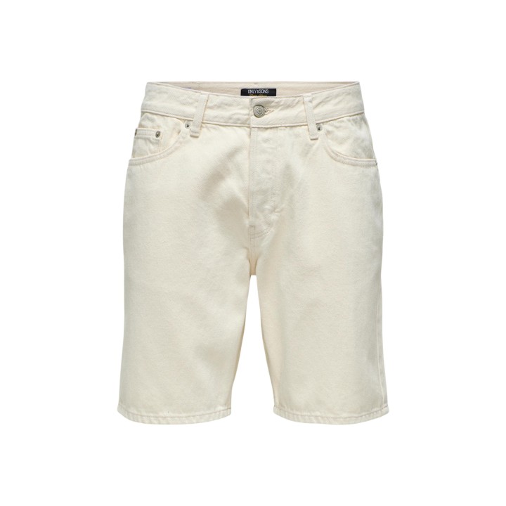 Only & Sons bermuda beige para hombre en tejido vaquero vista frontal
