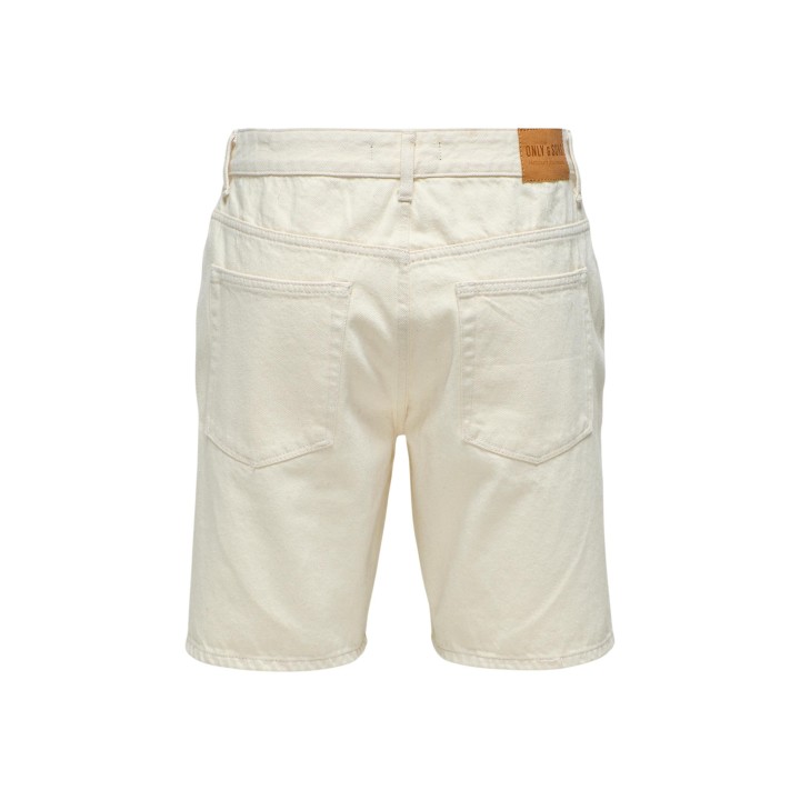 Only & Sons bermuda beige para hombre en tejido vaquero vista posterior