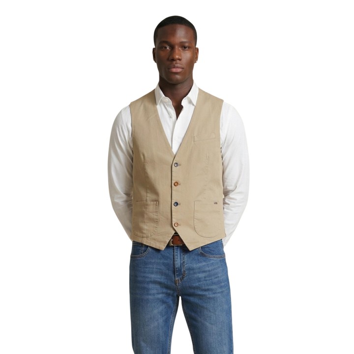 Gianni Lupo chaleco de hombre beige GL9710-S26 vista frontal