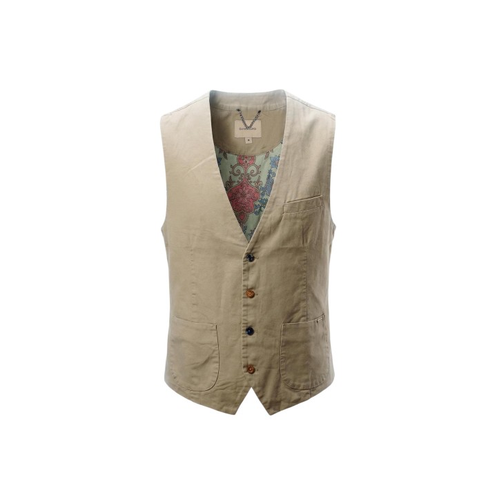 Gianni Lupo chaleco de hombre beige GL9710-S26 detalle frontal