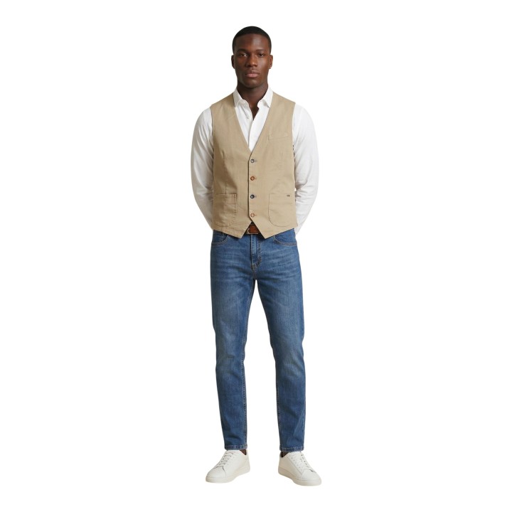 Gianni Lupo chaleco de hombre beige GL9710-S26 vista frontal completa