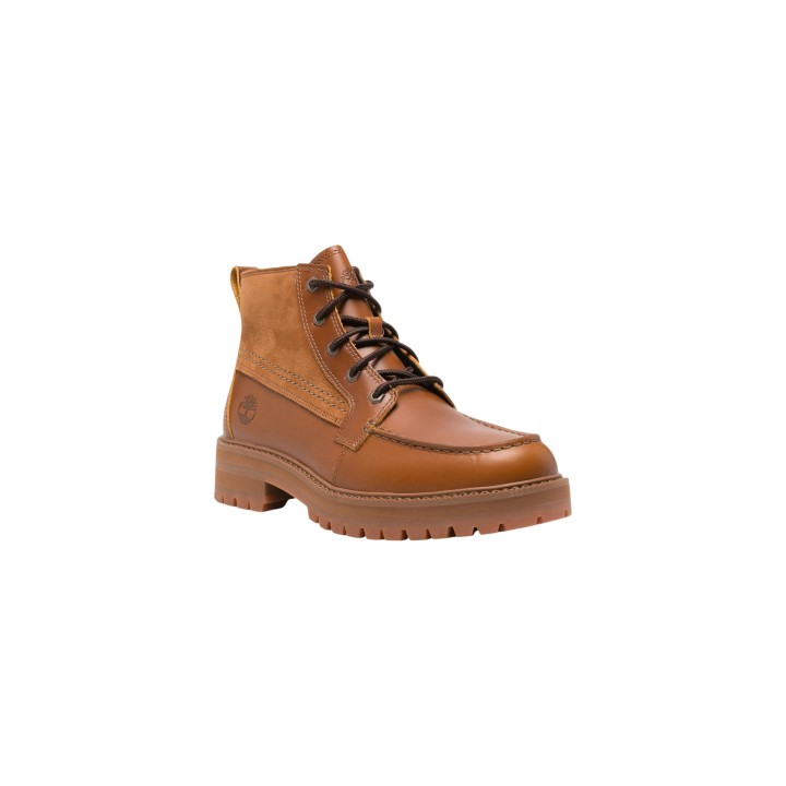 Bota Timberland Hayd Mid Lace Boot de hombre marrón vista tres cuartos frontal