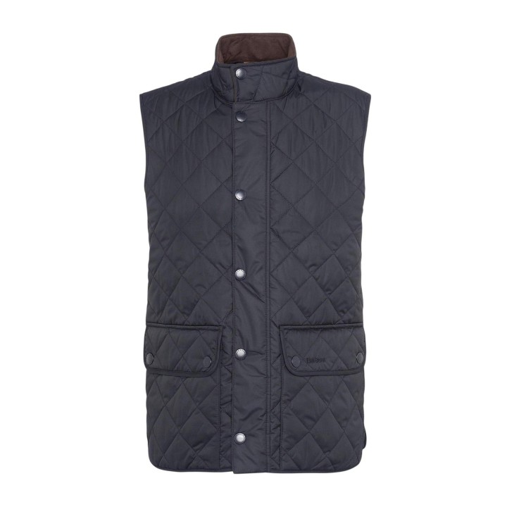 Barbour New Lowerdale MGI0245 chaleco de hombre azul oscuro acolchado vista frontal