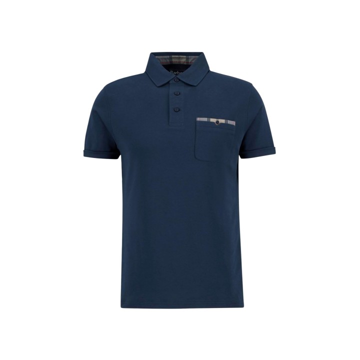 Barbour polo de hombre azul oscuro MML1496 vista frontal de la prenda