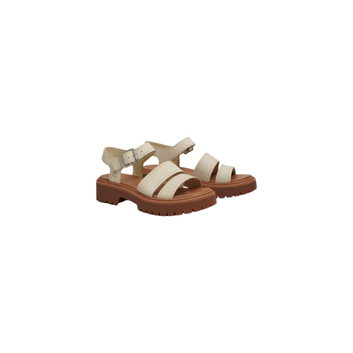 Timberland sandalia de mujer beige claro STST Backstrap Sandal vista tres cuartos