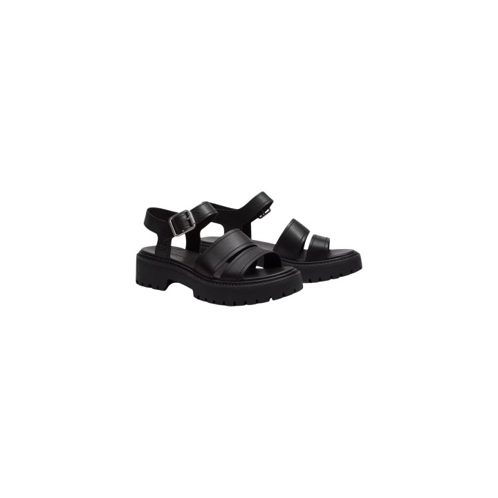 Timberland sandalia de mujer negra STST Backstrap vista tres cuartos