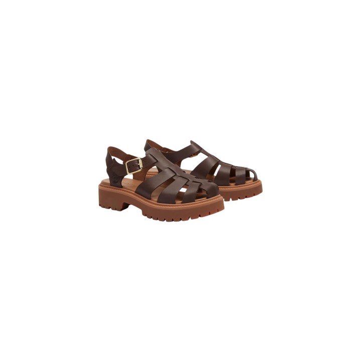 Timberland sandalia de mujer marrón oscuro STST Fisherman Sandal vista de tres cuartos
