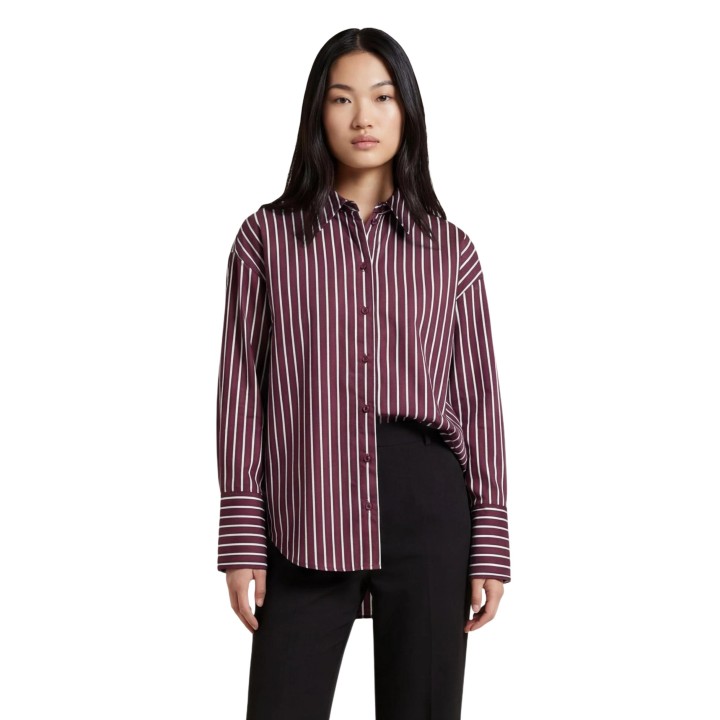 Camisa de mujer Jacqueline de Yong Serena burdeos a rayas vista frontal