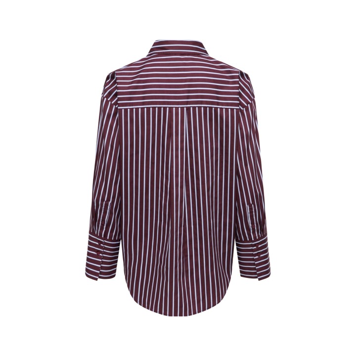 Camisa de mujer Jacqueline de Yong Serena burdeos a rayas vista posterior
